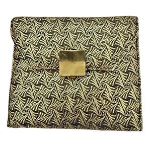 Vintage Gold Black Evening Clutch Bag Whimsical MCM Pattern